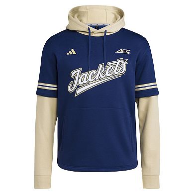 Men's adidas  Navy Georgia Tech Yellow Jackets Pullover Baseball Jersey Hoodie