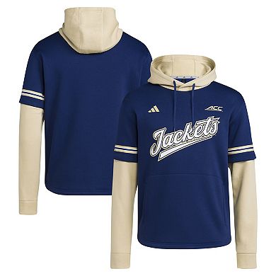 Men's adidas  Navy Georgia Tech Yellow Jackets Pullover Baseball Jersey Hoodie