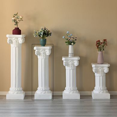 Decorative Modern Fiberglass White Plinth Roman Style Column Ionic Pedestal Vase Stand