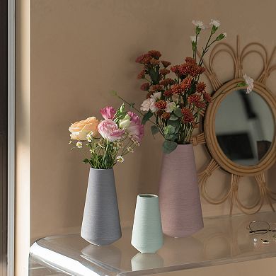 Decorative Ceramic Round Cone Shape Centerpiece Table Vase Set of 3