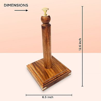 Decorative Wood Paper Towel Holder Stand for Kitchen, Dining Room, and Office