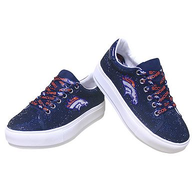 Women's Cuce Navy Denver Broncos Team Color Crystal Sneakers