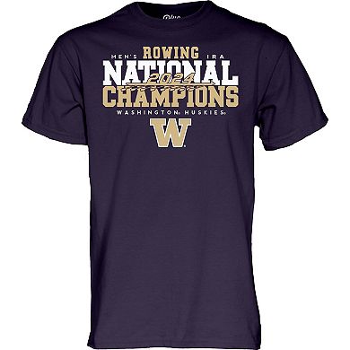 Unisex Blue 84 Purple Washington Huskies 2024 IRA Men's Rowing National Champions T-Shirt