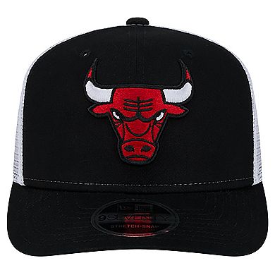 Men's New Era Black/White Chicago Bulls Trucker 9SEVENTY COOLERA Stretch-Snap Hat