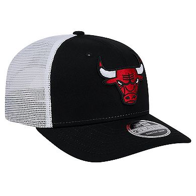 Men's New Era Black/White Chicago Bulls Trucker 9SEVENTY COOLERA Stretch-Snap Hat