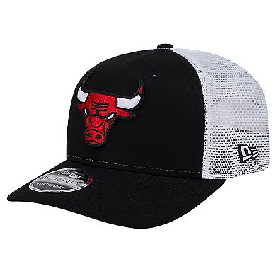 Men's New Era Black/White Chicago Bulls Trucker 9SEVENTY COOLERA Stretch-Snap Hat