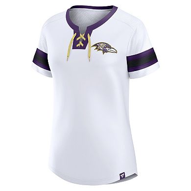 Women's Fanatics White Baltimore Ravens Sunday Best Lace-Up T-Shirt