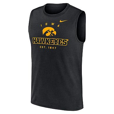 Men's Nike Black Iowa Hawkeyes Primetime Legend Lock Up Performance Muscle Tank Top