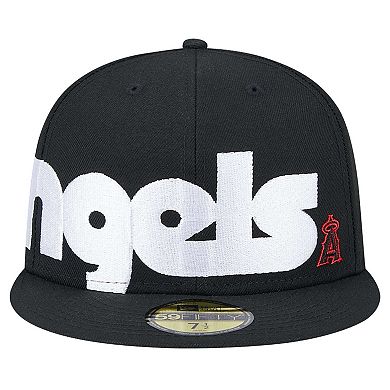 Men's New Era Black Los Angeles Angels Checkered Undervisor 59FIFTY Fitted Hat