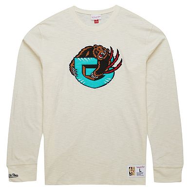 Men's Mitchell & Ness Cream Vancouver Grizzlies Hardwood Classics Vintage Long Sleeve T-Shirt