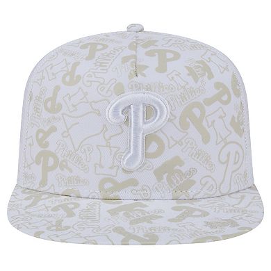 Men's New Era White Philadelphia Phillies Logo Dunes A-Frame Trucker 9FIFTY Snapback Hat