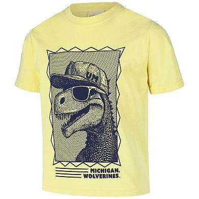 Youth ComfortWash Maize Michigan Wolverines Dino Cap T-Shirt