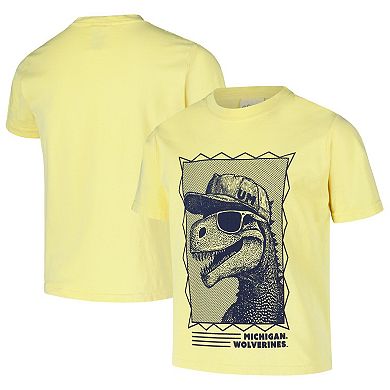 Youth ComfortWash Maize Michigan Wolverines Dino Cap T-Shirt