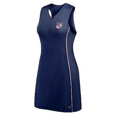 Women's Fanatics Blue New York Rangers Studio Boost Athletic Half-Zip Dress