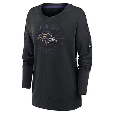 Women's Nike Black Baltimore Ravens Rewind Playback Icon Performance Pullover Sweatshirt