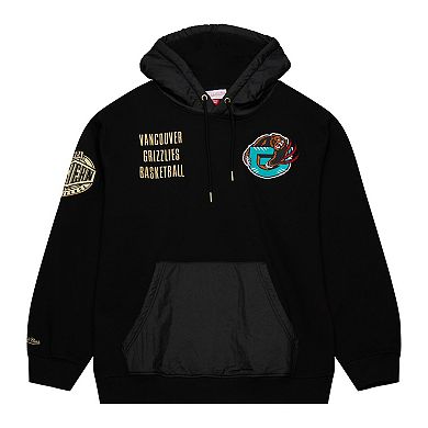 Men's Mitchell & Ness Black Vancouver Grizzlies Hardwood Classics Team OG 2.0 Vintage Logo Fleece Pullover Hoodie