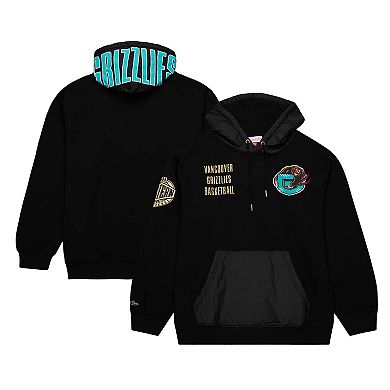 Men's Mitchell & Ness Black Vancouver Grizzlies Hardwood Classics Team OG 2.0 Vintage Logo Fleece Pullover Hoodie