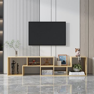 Double L-Shaped Oak TV Stand, Display Shelf, Bookcase for Home Furniture, OAK