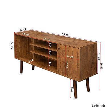 TV Stand with 1 Storage and 2 Shelves Cabinet