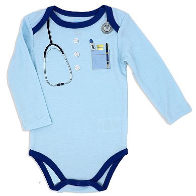 Baby Mode Baby Boys 3 Piece Doctor Bodysuit, Pants And Socks Set