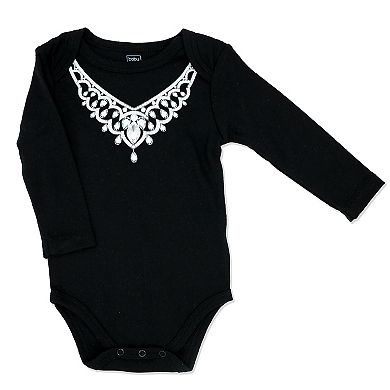 Baby Girls 3 Piece Diamond Necklace Bodysuit, Pants And Socks Set