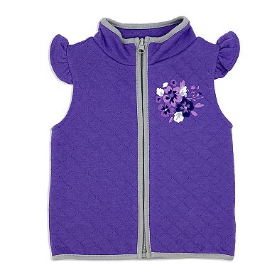 Baby Girls 3 Piece Purple Floral Vest Set