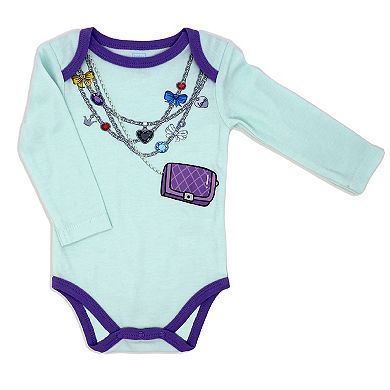 Baby Girls 3 Piece Fancy Jewels Bodysuit, Pants And Socks Set