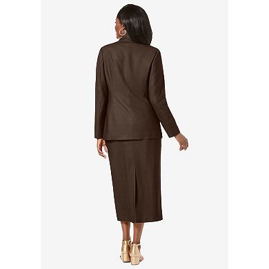 Jessica London Women's Plus Size 2-piece Stretch Crepe Single-breasted Skirt Suit