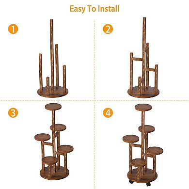 5-tier Plant Stand With 4 Detachable Wheels