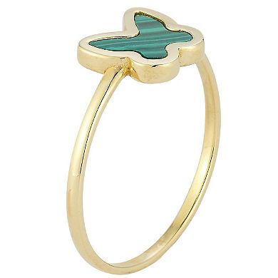 LUMINOR GOLD 14k Gold Malachite Butterfly Ring