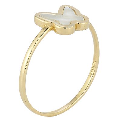 LUMINOR GOLD 14k Gold Mother of Pearl Butterfly Ring