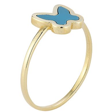 LUMINOR GOLD 14k Gold Turquoise Butterfly Ring