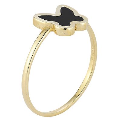 LUMINOR GOLD 14k Gold Onyx Butterfly Ring