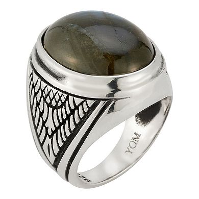 Menster Men's Sterling Silver Labradorite Signet Ring