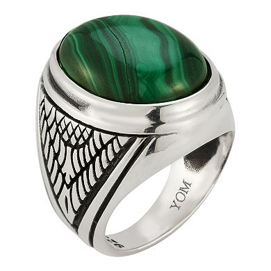 Menster Men's Sterling Silver Malachite Signet Ring