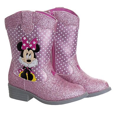 Disney's Minnie Mouse Kid Girls' Western Low-Heeled Cowgirl Boots