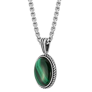 Men's Menster Oxidized Sterling Silver Simulated Malachite Pendant Necklace