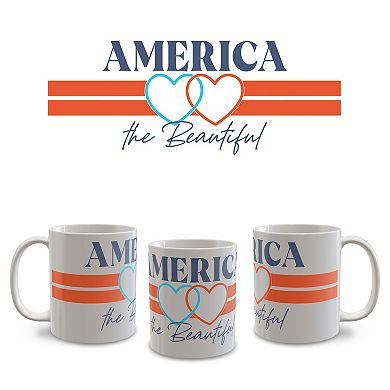 America The Beautiful Stripes And Hearts 11-oz. Ceramic Mug