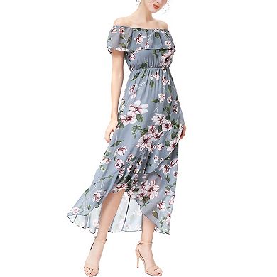 Women Phistic Poppy Floral Print Chiffon Dress