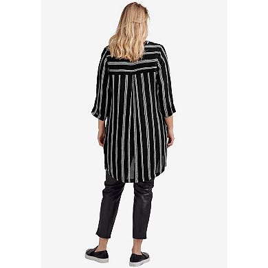 Ellos Women's Plus Size Notch Neck Crinkle Tunic