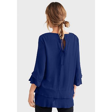 Ellos Women's Plus Size Tiered Ruffle Tunic