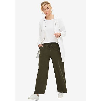 Ellos Women's Plus Size Wide Leg French Terry Sweatpant