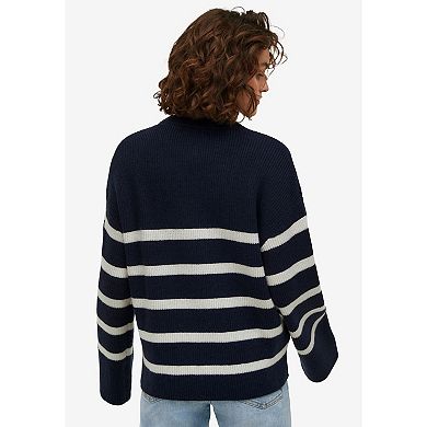 Ellos Women's Plus Size Striped Wide Sleeve Pullover