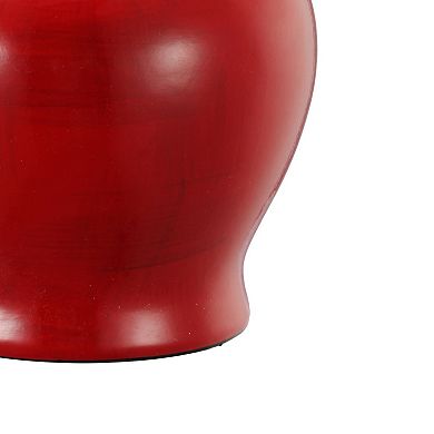 6 Inch Small Ginger Jar, Lidded, Porcelain, Bell Shape Set Of 3, Red