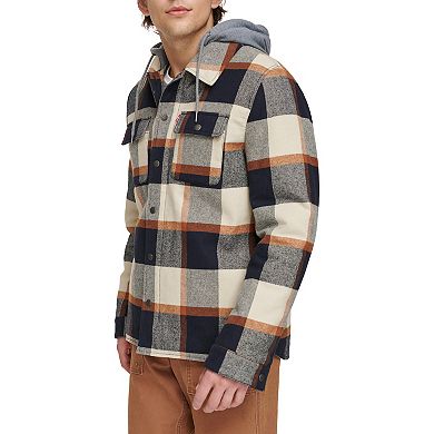 Men's Levi's Plaid Fleece Hooded Shirt Jacket