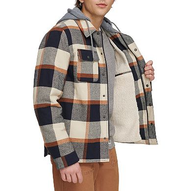 Men's Levi's Plaid Fleece Hooded Shirt Jacket