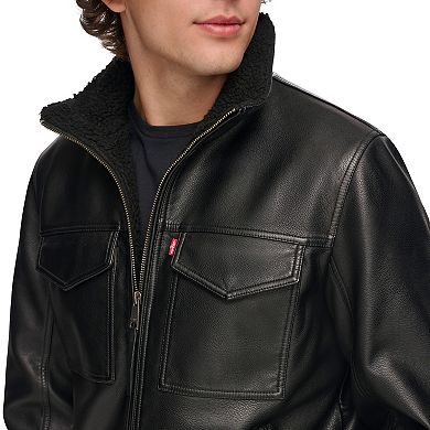 Men's Levi's® Faux Leather Sherpa-Lined Trucker Jacket