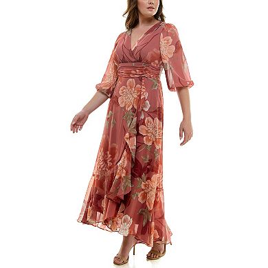 Plus Size Maison Tara Moody Floral Maxi Dress