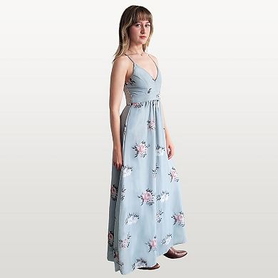 Juniors' 1412 Chiffon Ruffle Floral Maxi Dress