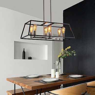 6-light Square Hanging Pendant Light